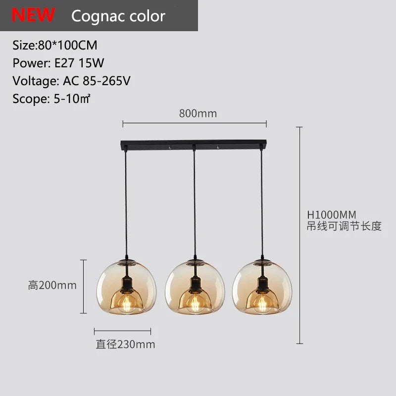 lustre moderne avec suspension led pour table à manger