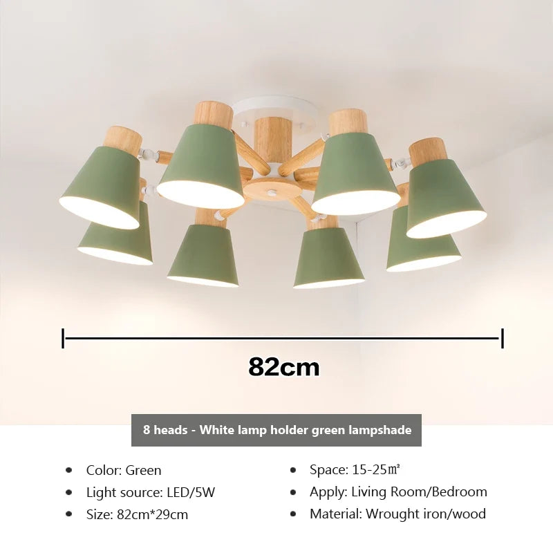 lustre nordique en bois massif éclairage moderne pour hôtel et restaurant
