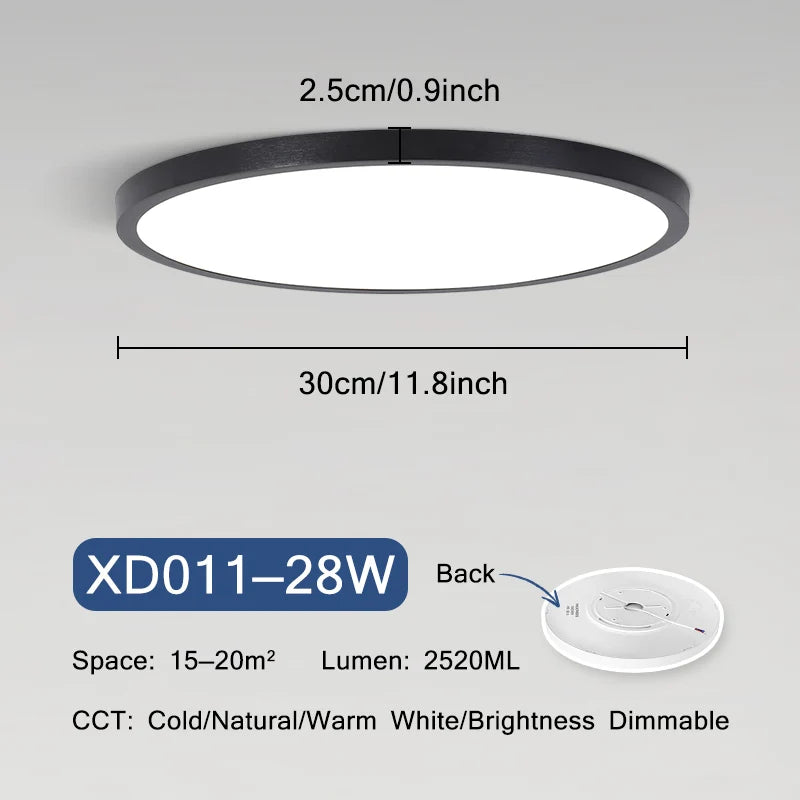 plafonnier led ultra mince moderne rond montage en surface