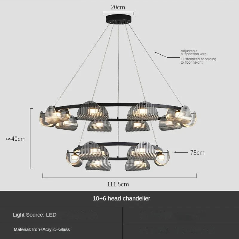 suspension créative en verre et fer pour décoration intérieure