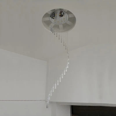 suspension moderne en cristal avec éclairage LED spiralé