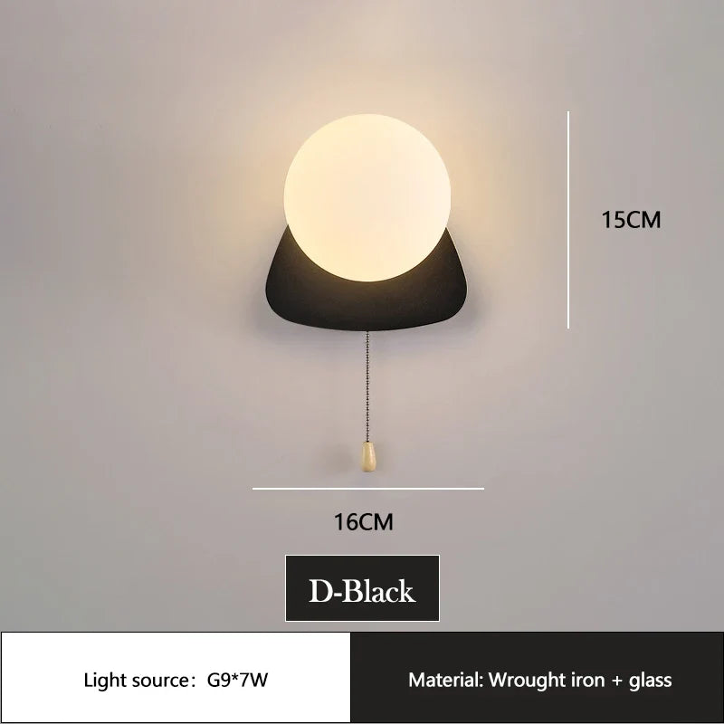 applique murale moderne à led avec interrupteur en verre pour chambre d'enfant
