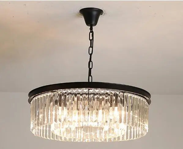 lustre led en métal style rétro américain avec chaîne et cristal