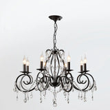 lustre classique en fer forgé et cristal pour intérieur industriel
