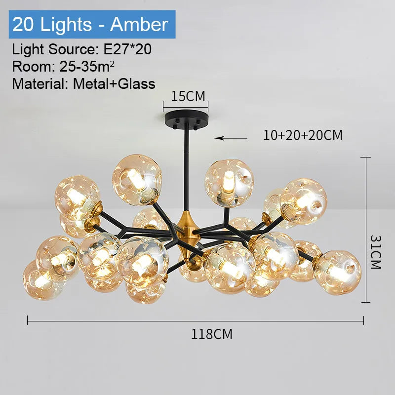 plafonnier led suspendu boule de verre design moderne luminaire intérieur