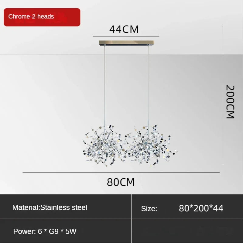 lustre moderne en acier inoxydable pour restaurant et boutique