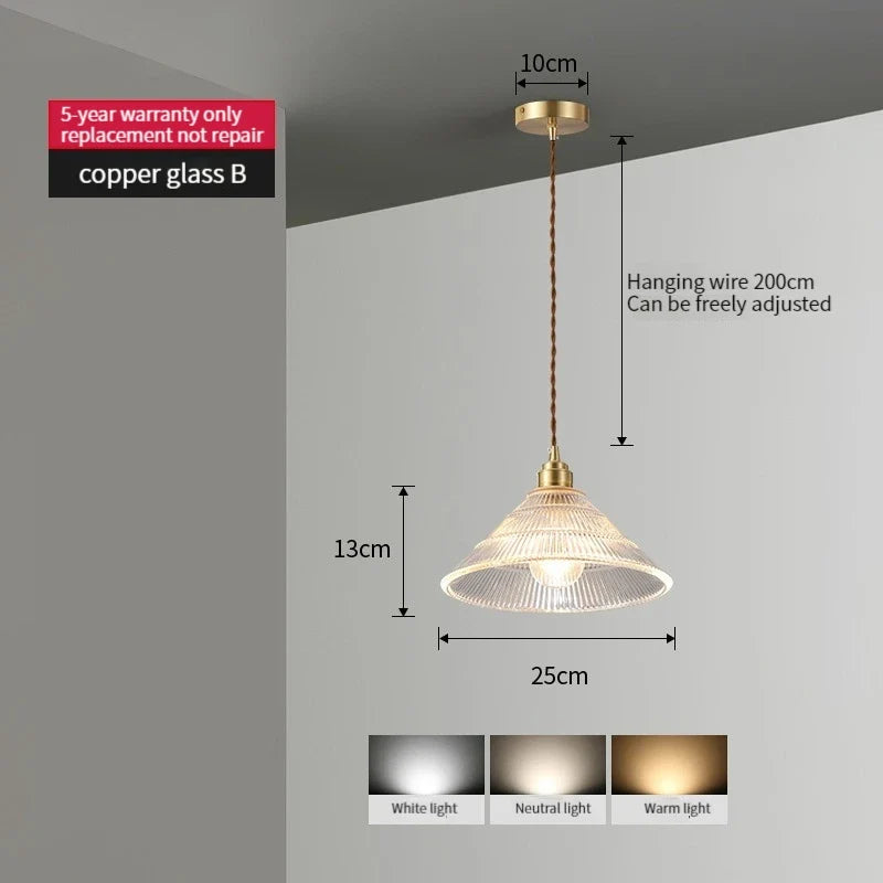 suspension vintage nordique en verre bois de noyer et laiton