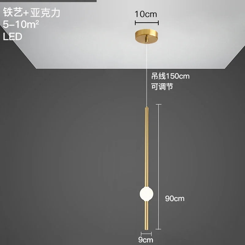 lustre à barre longue suspension avec éclairage led