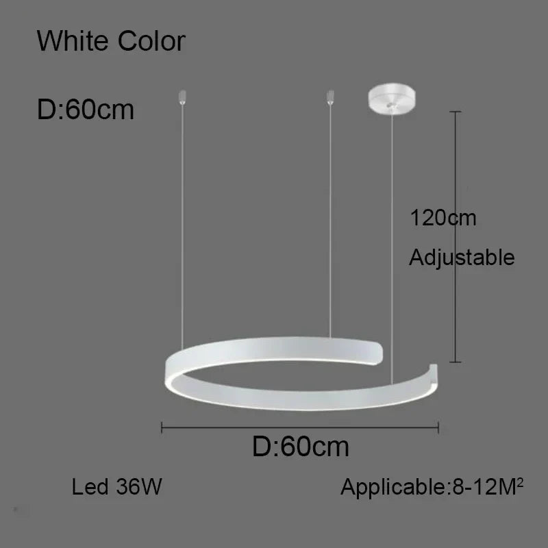 lustre à anneau en c design allemand avec couleurs changeantes