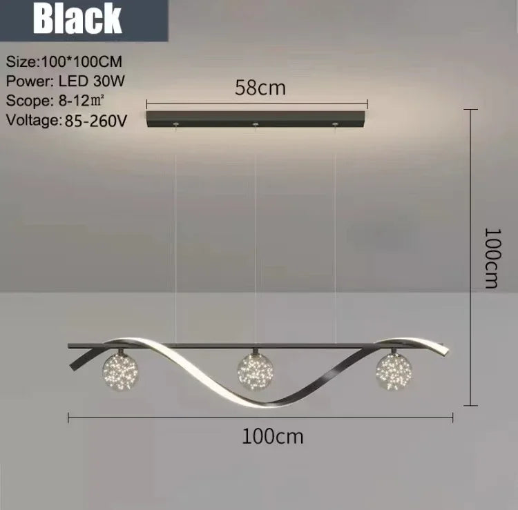 Modern Nordic Style LED  Luxury Long Strip Table Lamp Creative New Dining Room Bar Simple Modern Chandelier
