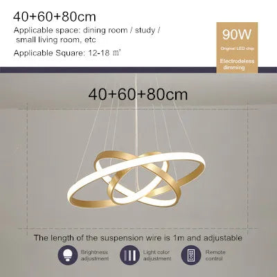 lustre moderne en style nordique avec télécommande et lumière led