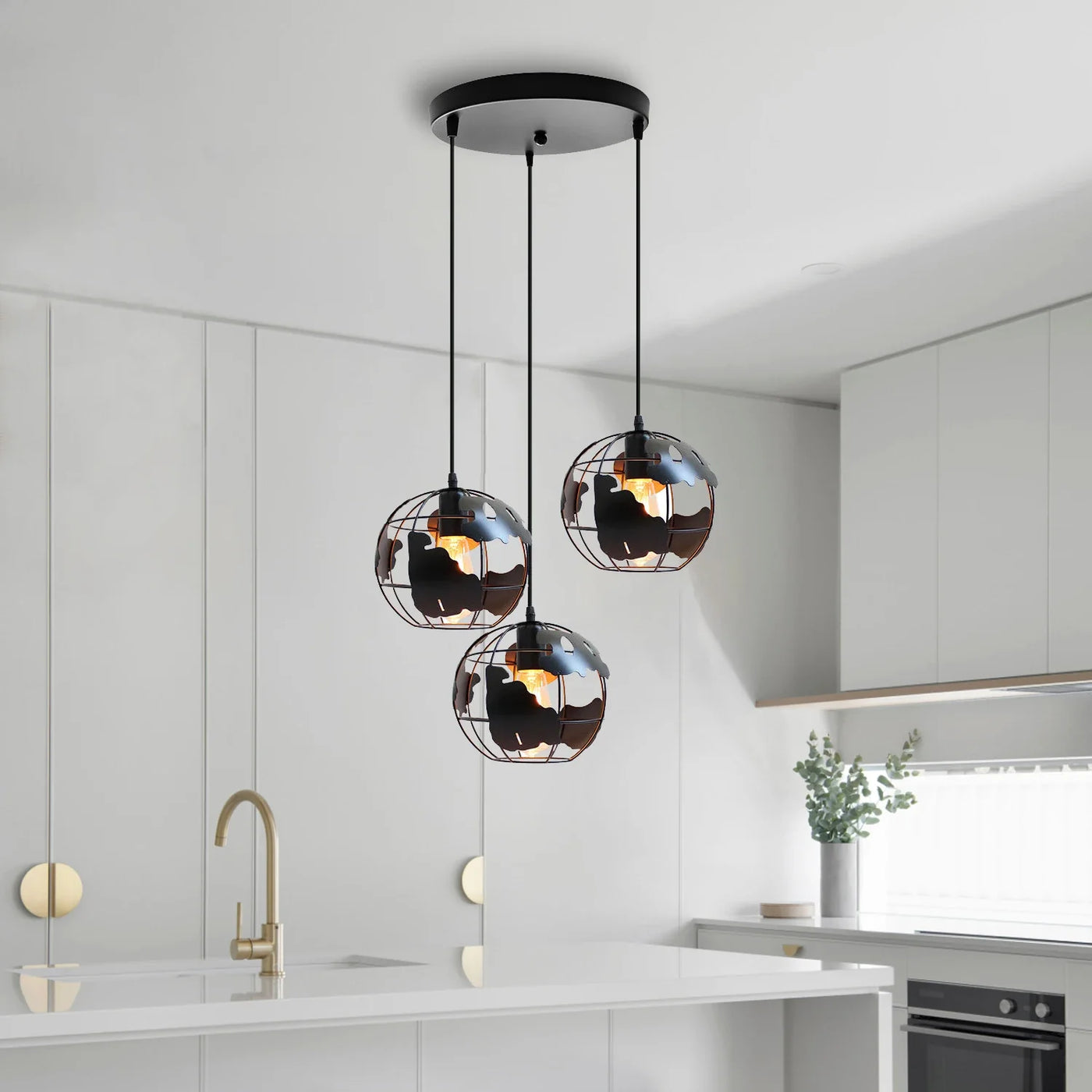 suspension en métal abat-jour globe style industriel moderne