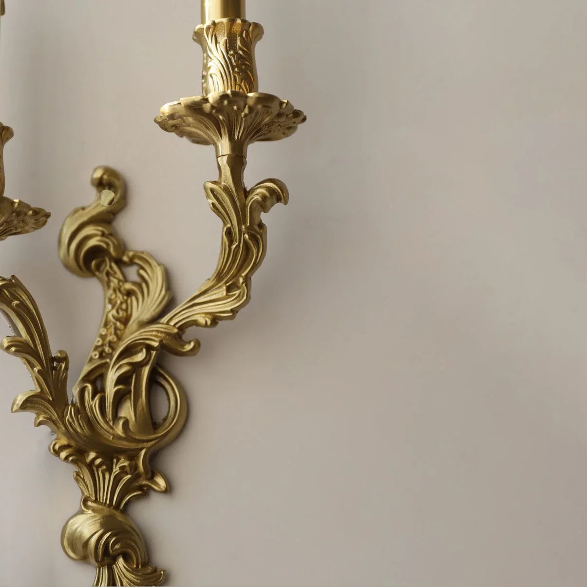 applique murale vintage rococo en laiton et cuivre