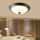Plafonnier rond or/noir/Bronze plafonnier verre dépoli pour couloir salon cuisine LED lumineuse éclairage 110/220V
