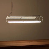 lustre moderne en verre transparent avec éclairage led