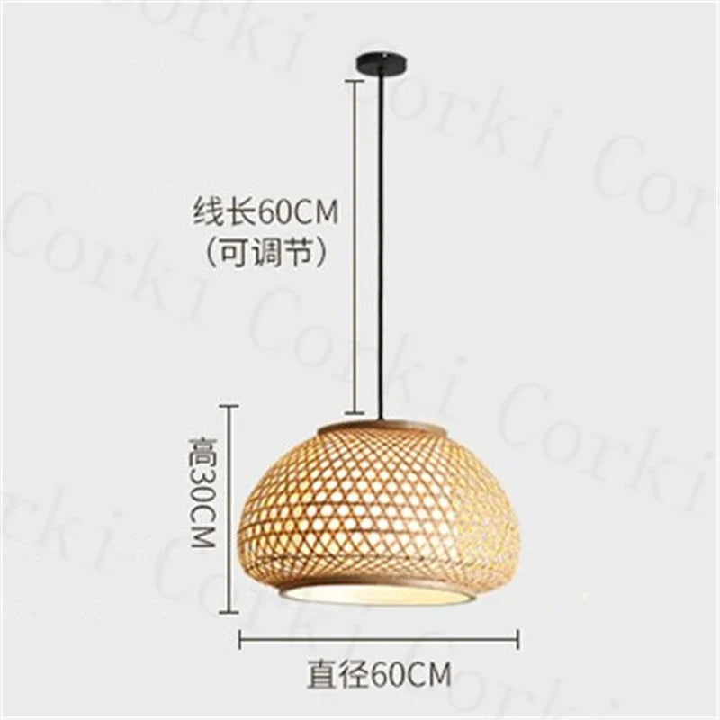 lustre en bambou tricoté à la main suspension décorative pour maison