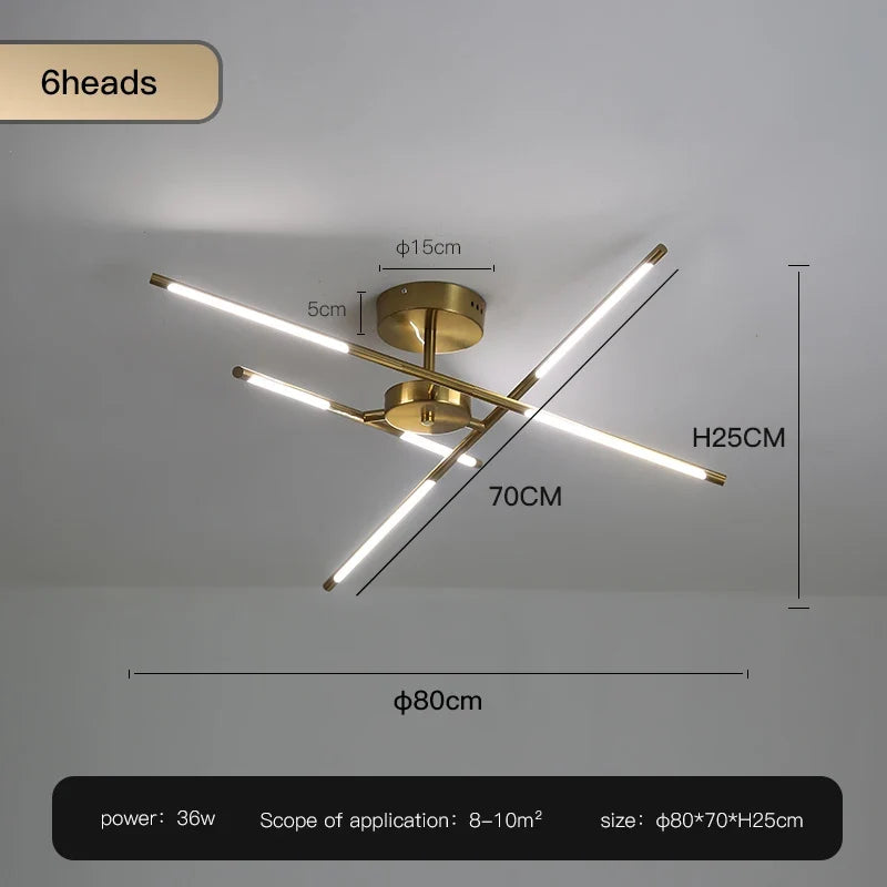 lustre design en forme de bâton avec luminaires led