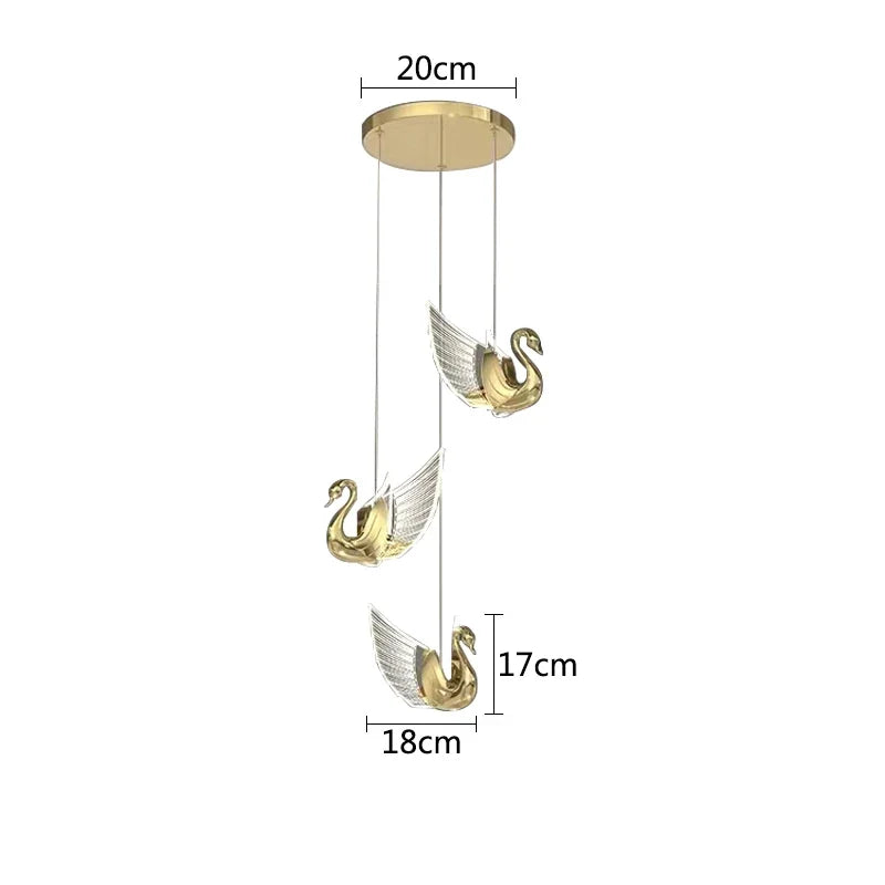 lustre moderne cygne doré design créatif pour éclairage décoratif