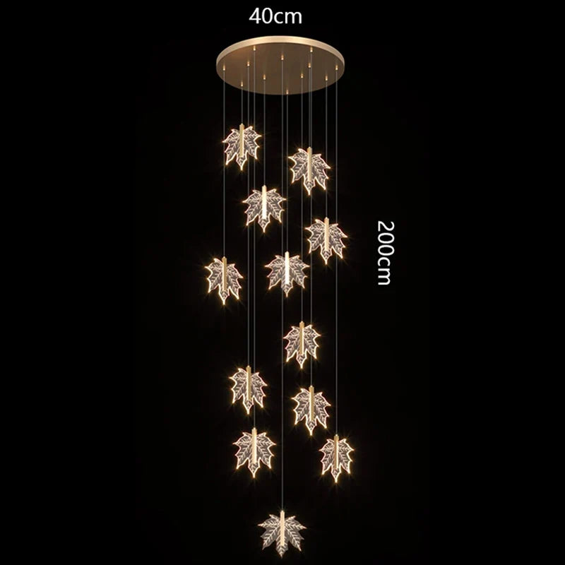 Modern Luxury Villa Maple Leaf Acrylic Chandelier Living Room, Hotel Lobby, Attic, Restaurant Light Luxury Decorative Chandelier