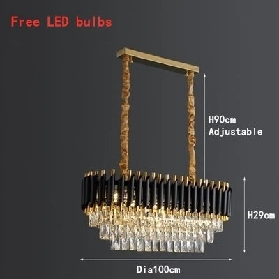 lustre led moderne de luxe en cristal luminaire rond ou long