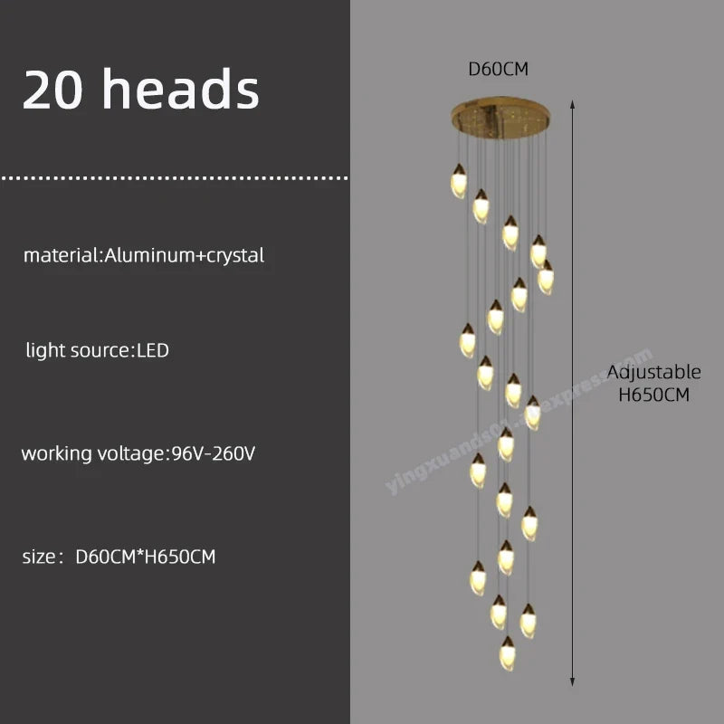 lustre en cristal design de luxe pour éclairage moderne