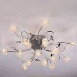 lustre moderne en métal chromé avec cristal et éclairage led