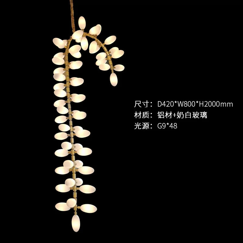Modern Luxury  White Glass Grape Shaped Duplex Villa Chandelier, Living Room, Dining Room, Hotel Circular Decorative Chandelier