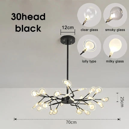 lustre moderne vintage luciole branche suspension éclairage