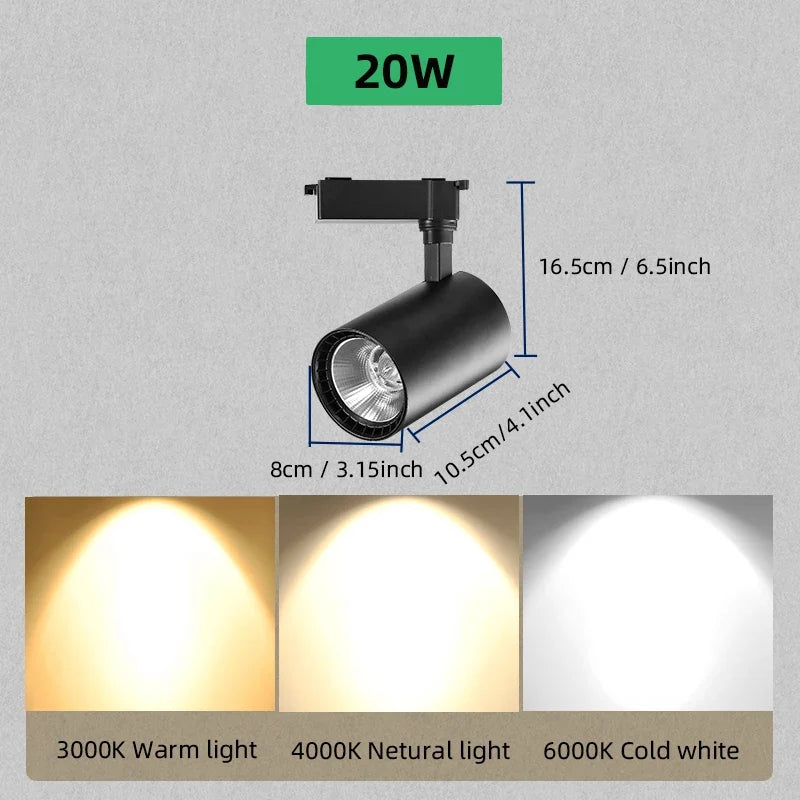 spot led sur rail pour éclairage de magasin