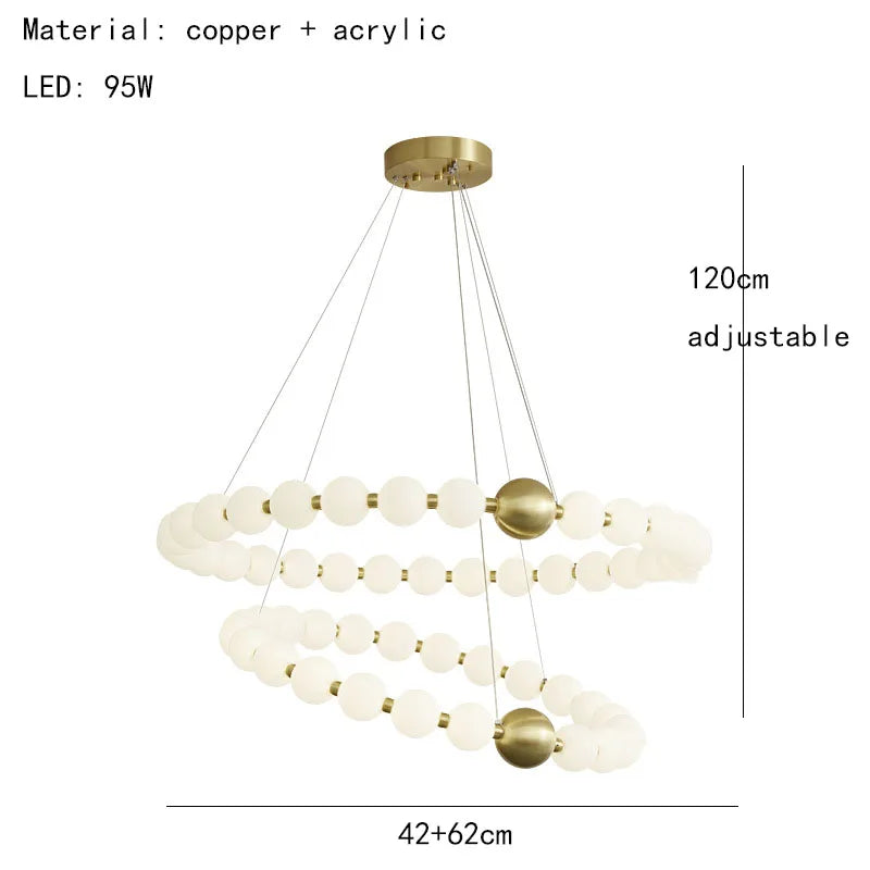suspension led ronde en laiton cuivre et aluminium décorative