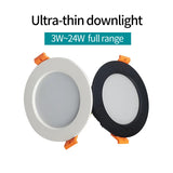 220V round embedded LED downlight, bedroom, indoor living room ceiling lighting, home decoration 3W/5W/7W/12W/15W/18W/24W