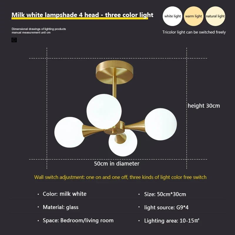 lustre moderne en verre pour un éclairage décoratif intérieur