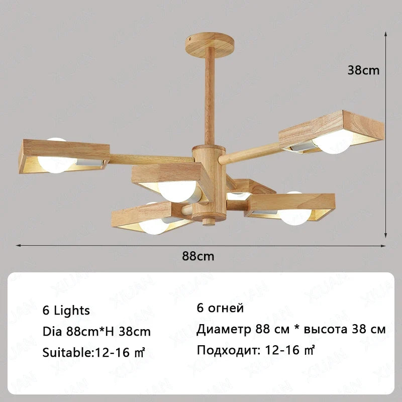 lustre suspendu en bois d'éclairage d'arbre nordique pour décoration