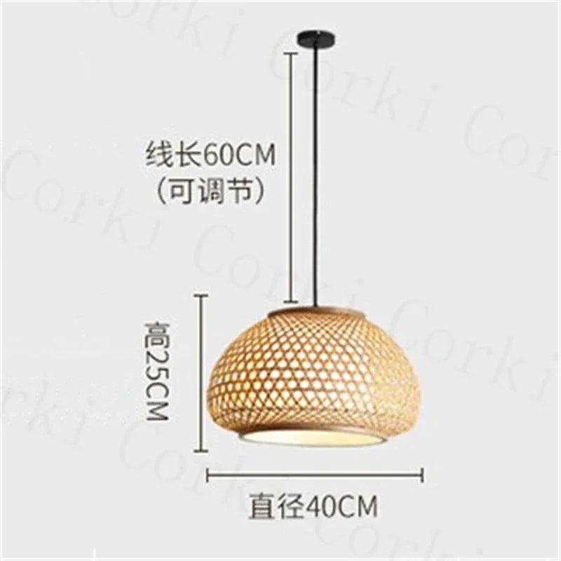 lustre en bambou tricoté à la main suspension décorative pour maison