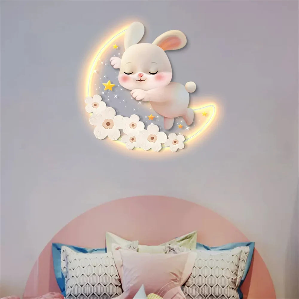 applique murale lapin aux fraises pour chambre d'enfant décorative