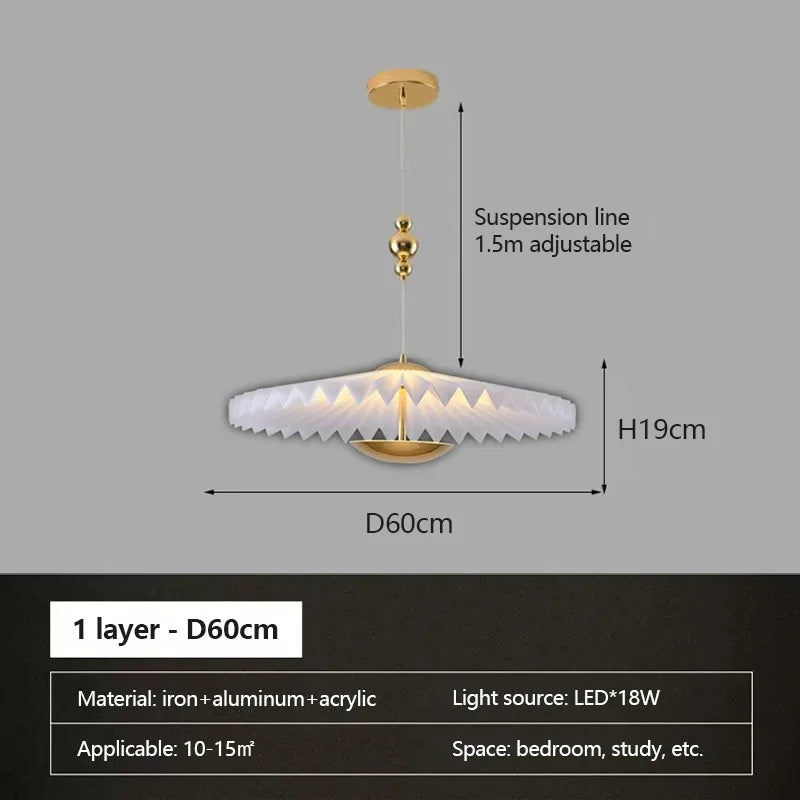 lustre plissé pliant minimaliste led soucoupe volante