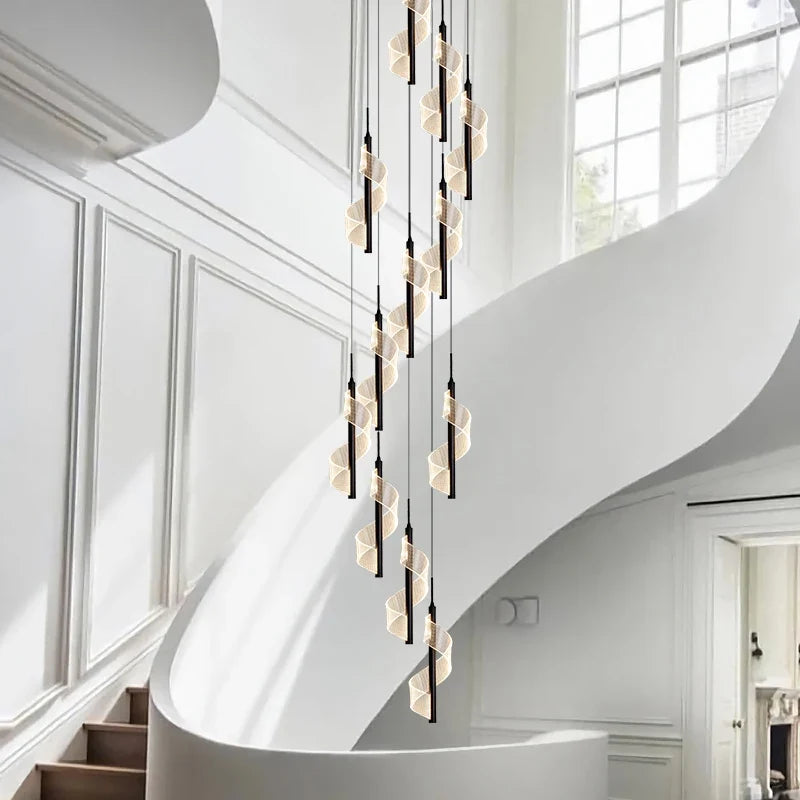 lustre led moderne en acrylique pour escaliers en colimaçon