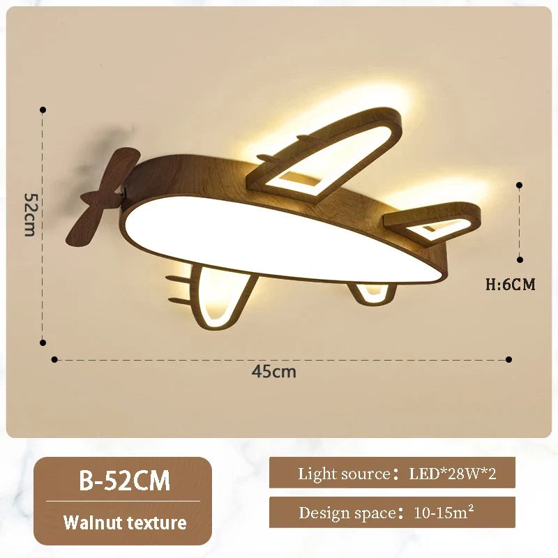 plafonnier avion en bois et fer pour chambre d'enfant