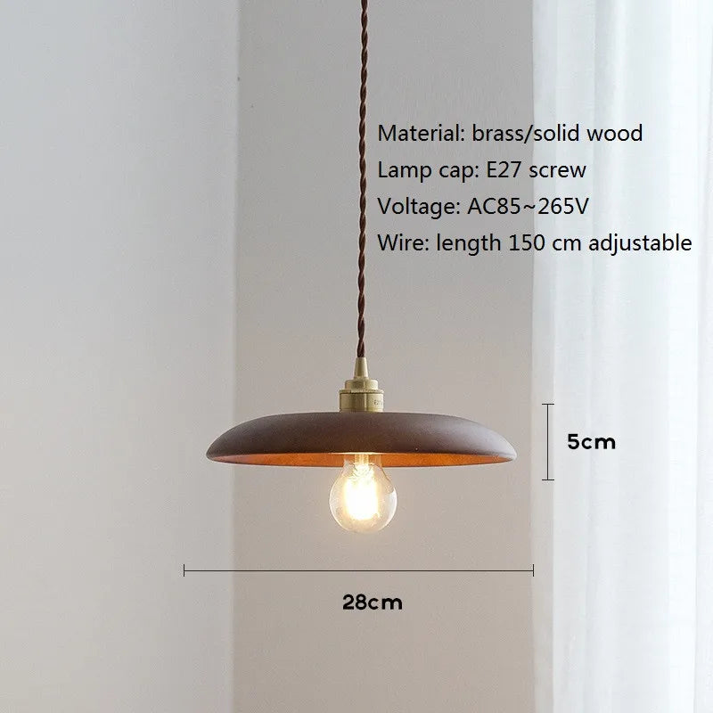 suspension led en bois et laiton style nordique moderne