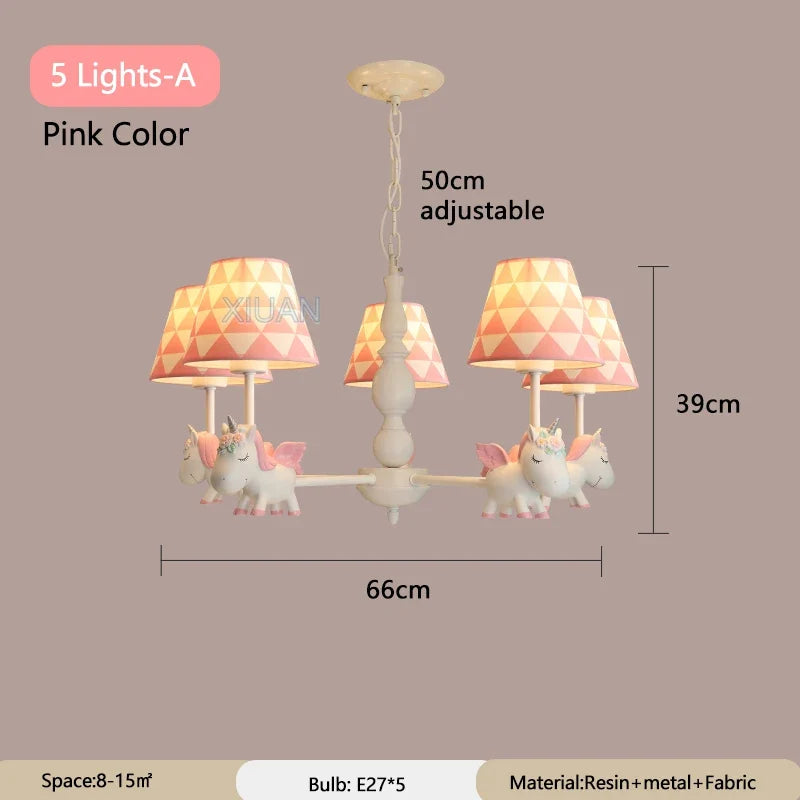 lustre licorne dessin animé pour chambre d'enfant suspendu