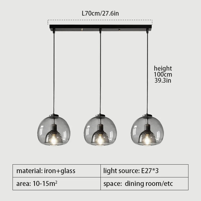 lustre moderne avec suspension led pour table à manger
