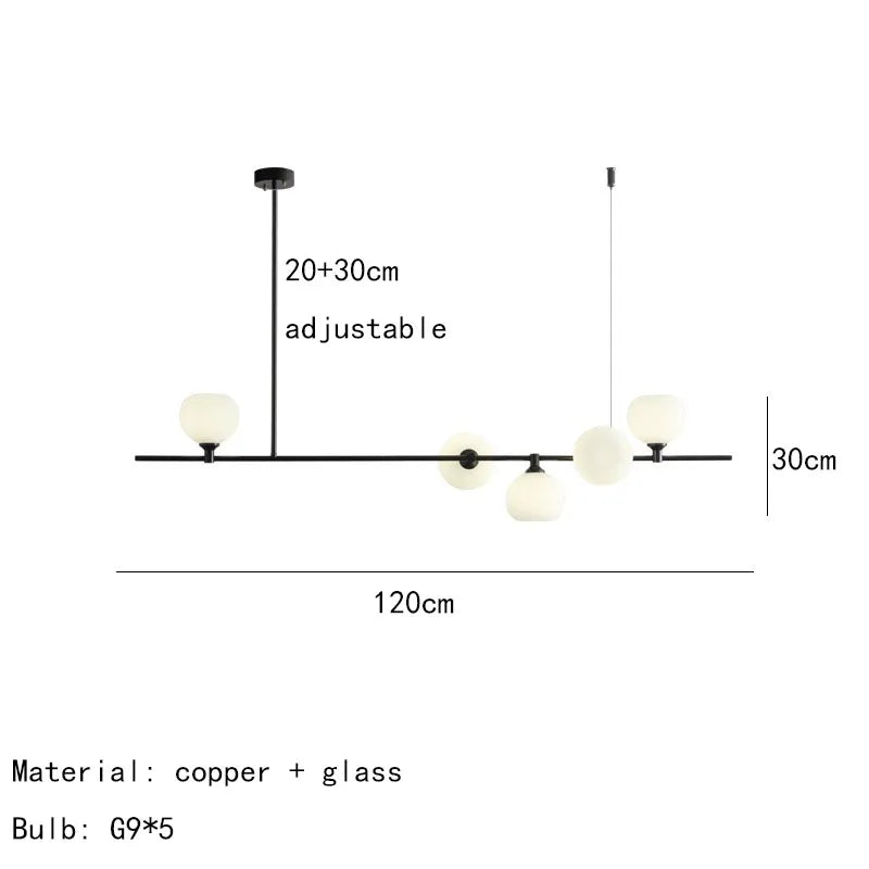 lustre en cuivre noir design moderne avec ampoule en verre blanc