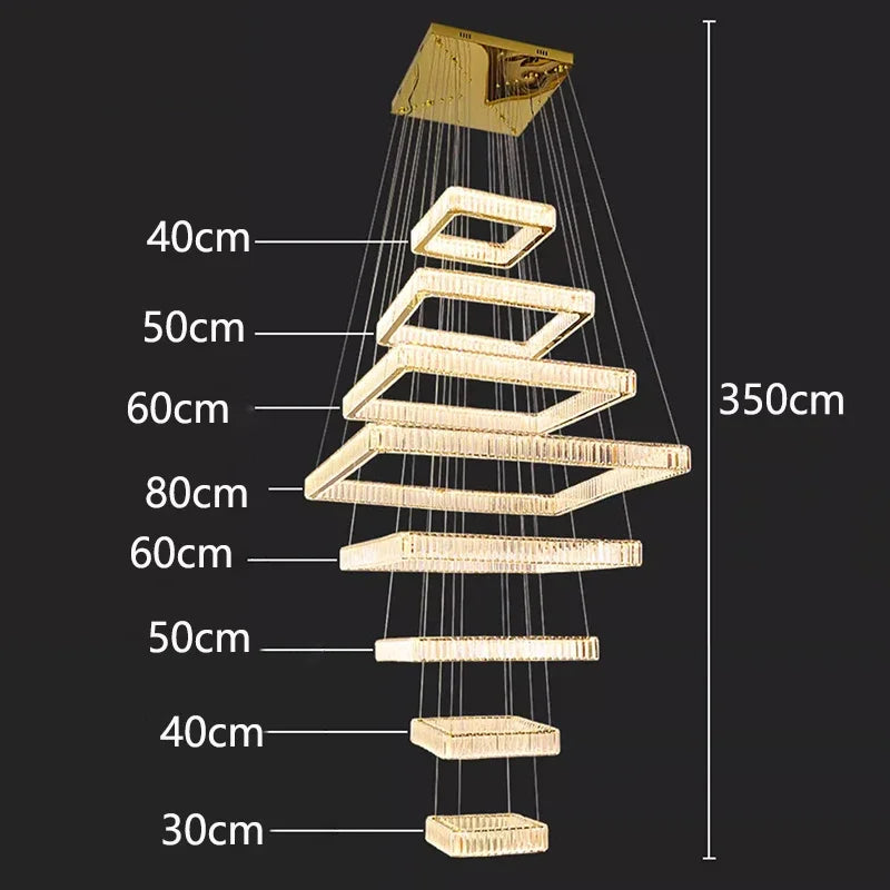 2024 New Modern Home Decoration Crystal Chandelier, Stair Pendant Lamp, Living Room Pendant Lights, Interior Lighting
