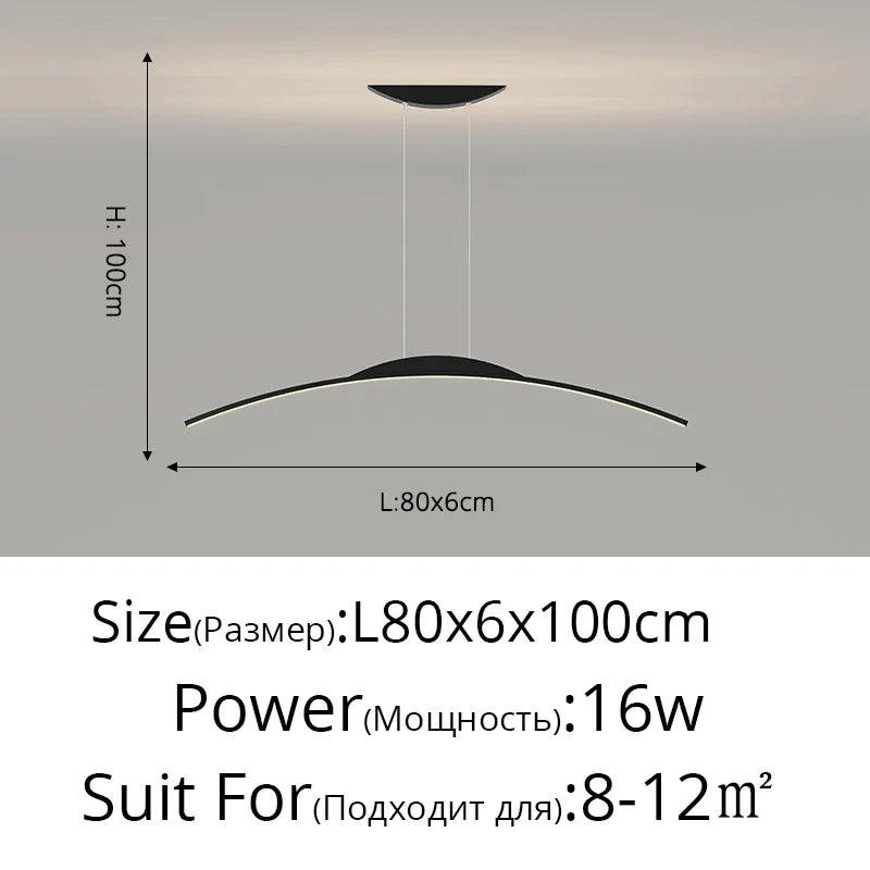 Lustre long led minimaliste avec hauteur réglable