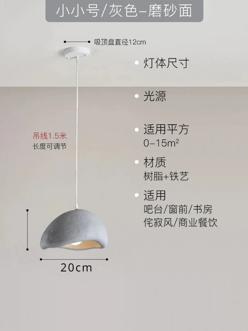 suspension led wabi-sabi nordique en résine pour café loft