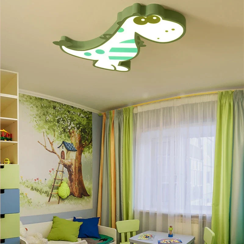 LED Ceiling Creative Cartoon Dinosaur for Children's Room Lamp, Modern Warm and Romantic Boy and Girl Bedroom Light  Lampara RC