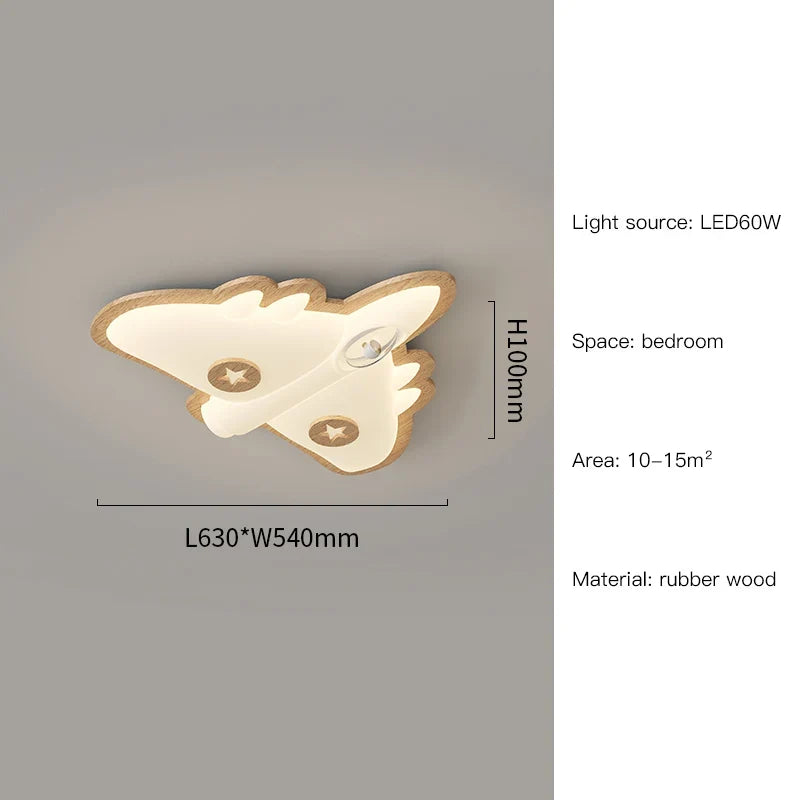 plafonnier avion en bois pour chambre d'enfant décoration lumineuse