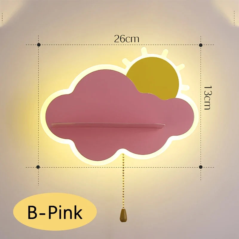 applique murale led décorative pour chambre de bébé nuage et soleil