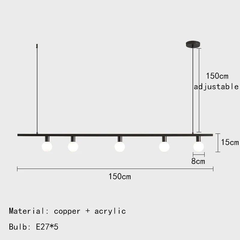 lustre minimaliste en laiton pour bar et restaurant réglable avec fil