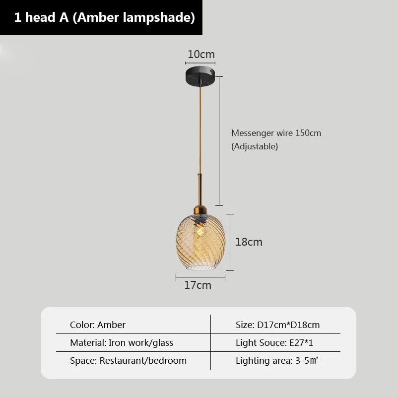 suspension en verre moderne pour éclairage décoratif intérieur